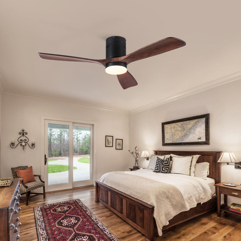 Semi Flush Ceiling Fan with Integrated LED Light in Solid Wood Blade image number 4