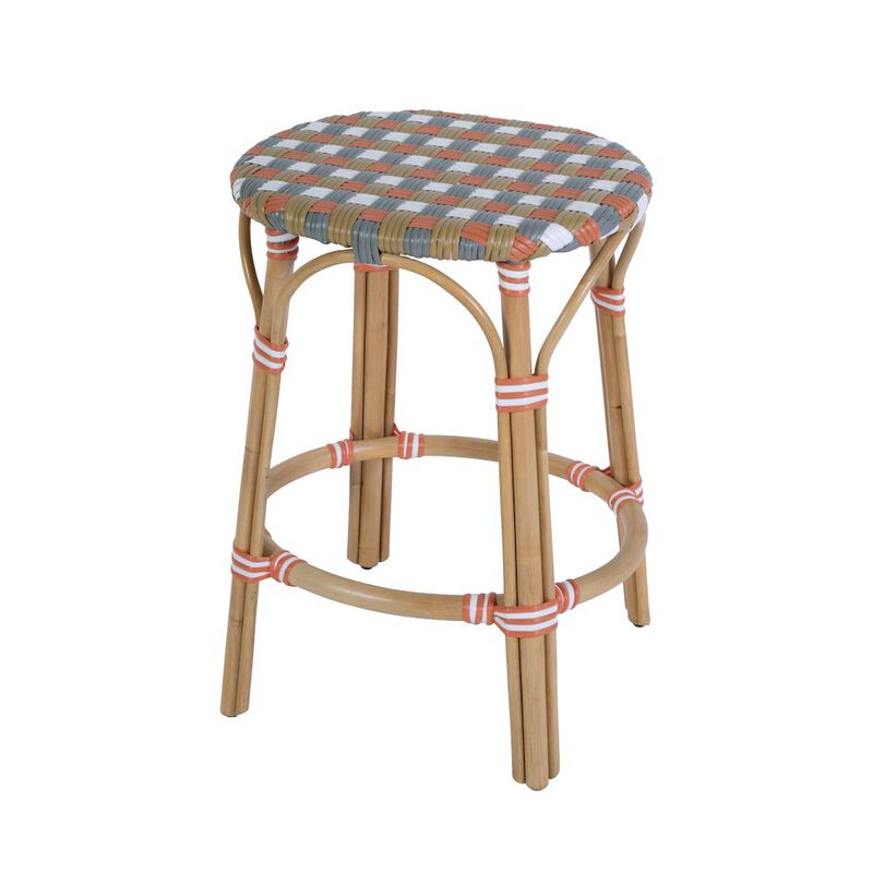 Butler Specialty Ballito 24 in. Seat Height Oval Rattan Counter Stool, Yellow and Brown image number 0