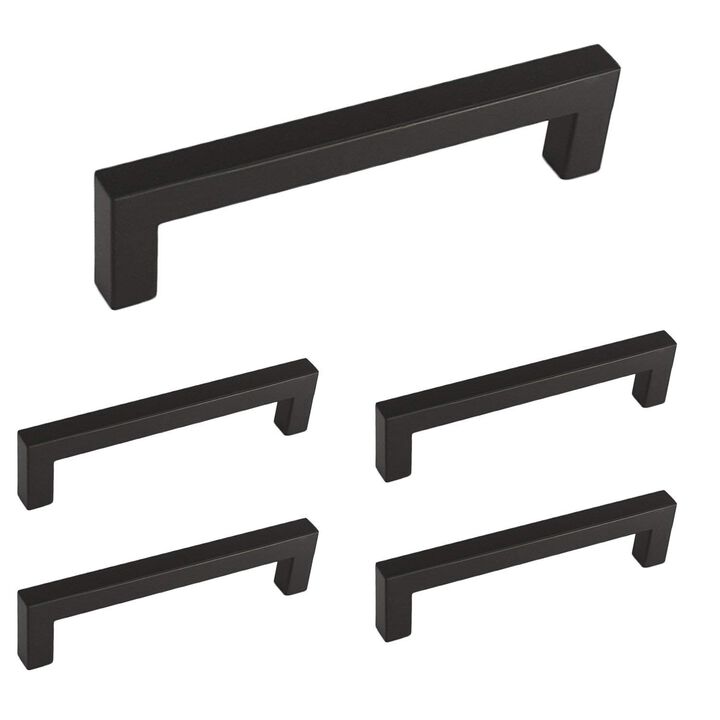 homdiy Black Cabinet Pulls Square Black Drawer Pulls 8 Inch Hole Centers - 5 Pack Matte Black Cabinet Pulls Black Handles for Ca