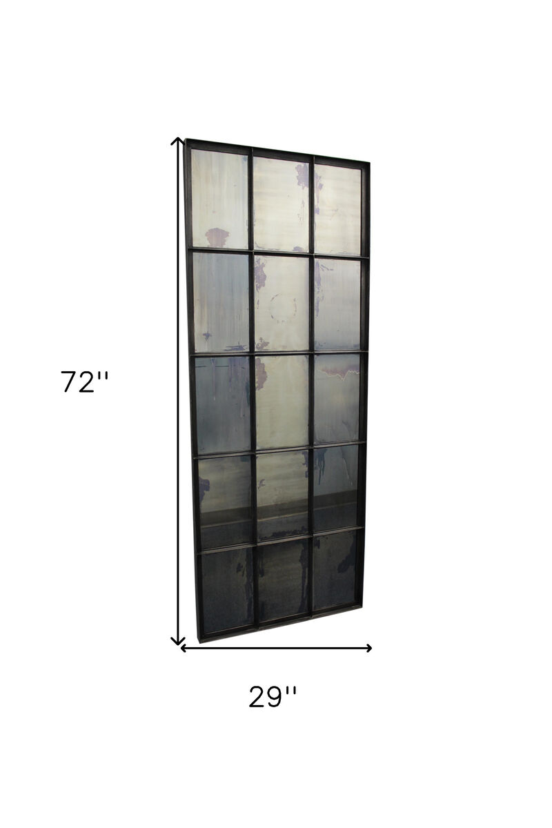 HomeRoots 72" Black Metal Framed Full Length Antiqued Glass Hanging Mirror image number 3