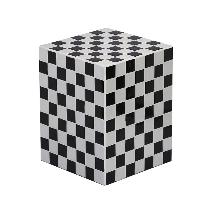 Callista Modern Bohemian Ceramic Tiled Rectangle End Table