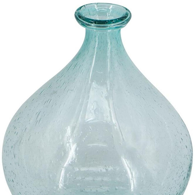 HomeRoots 10" Aqua Bubble Glass Round Table Vase image number 2