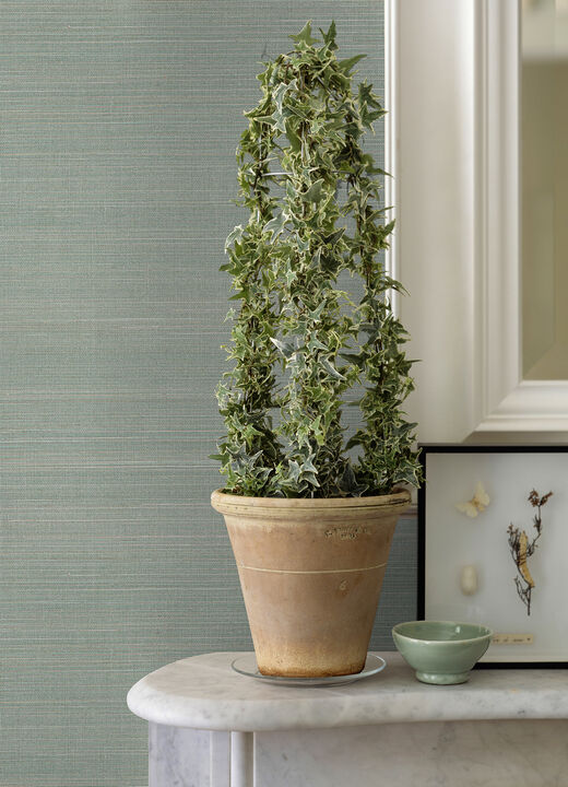Mai Aqua Abaca Grasscloth Wallpaper