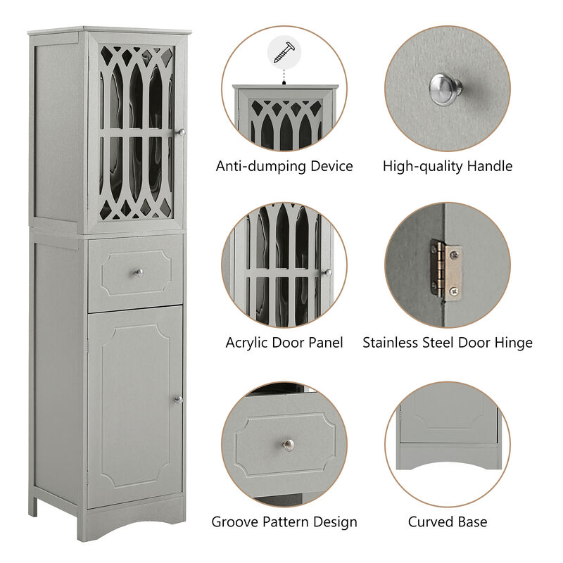 Merax  Freestanding Linen Cabinet Bathroom Storage Cabinet