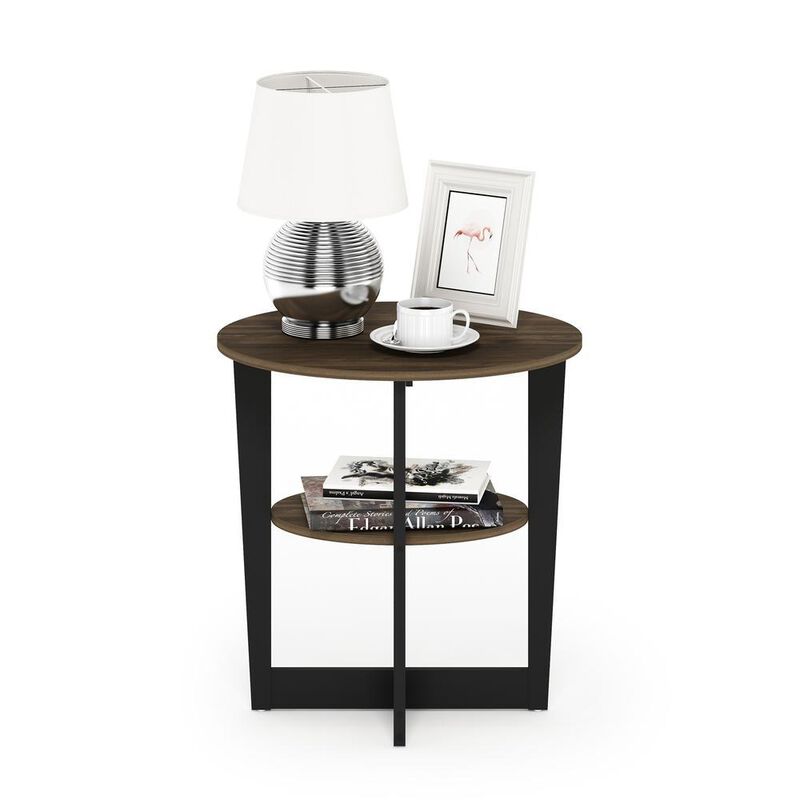 Furinno JAYA Oval End Table, Columbia Walnut/Black