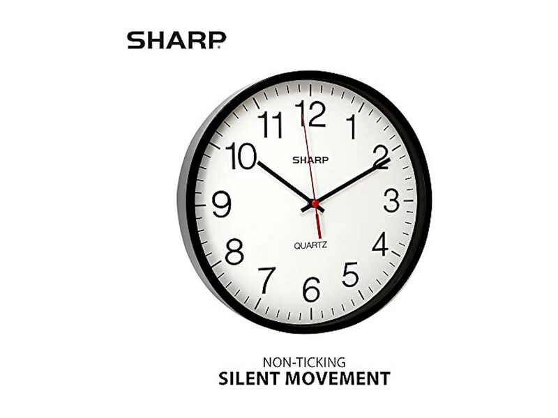 Sharp Black Sweep Wall Clock 12 Inch Silent Non Ticking Easy Read Kitchen Decor image number 1