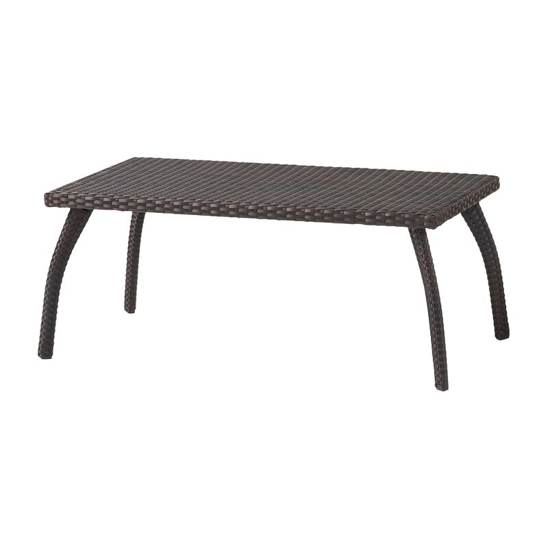 Honi 4pc Outdoor Table Set, 2 Accent Chairs 1 Loveseat, Brown Rattan, Iron