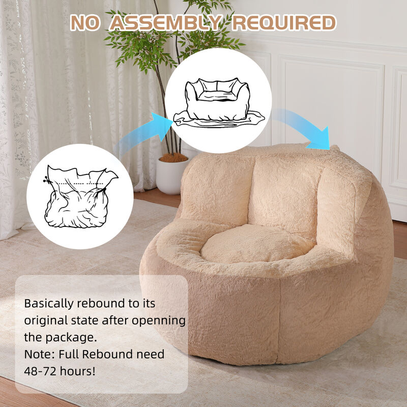 GOODSILO Oversized Bean Bag Chair Lounger Sofa Large Comfy Faux Fur Living Room Furniture image number 8