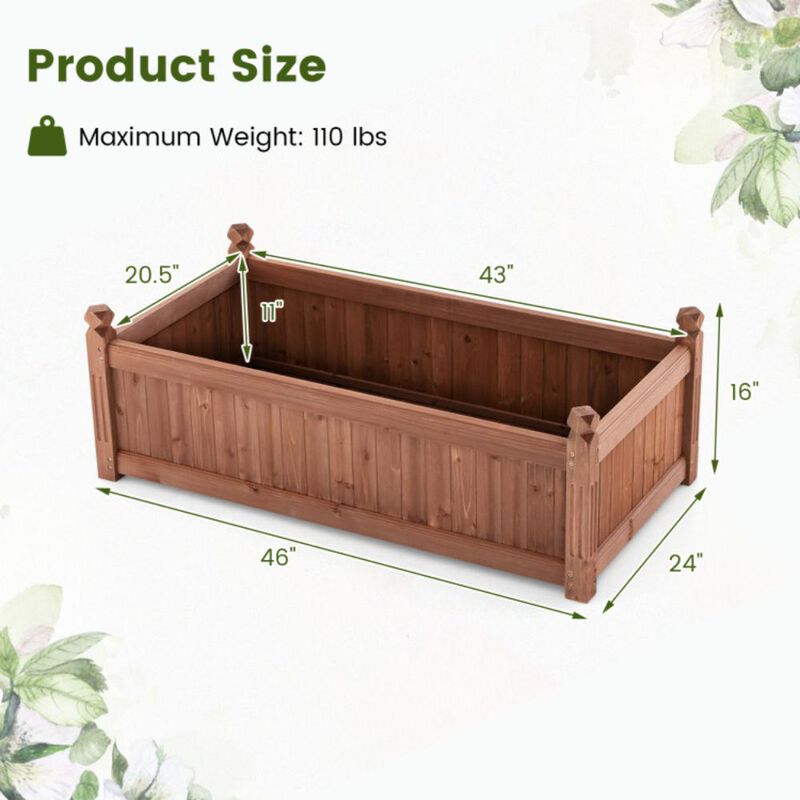 Hivvago 46 x 24 x 16 Inch Rectangular Planter Box with Drainage Holes for Backyard Garden Lawn