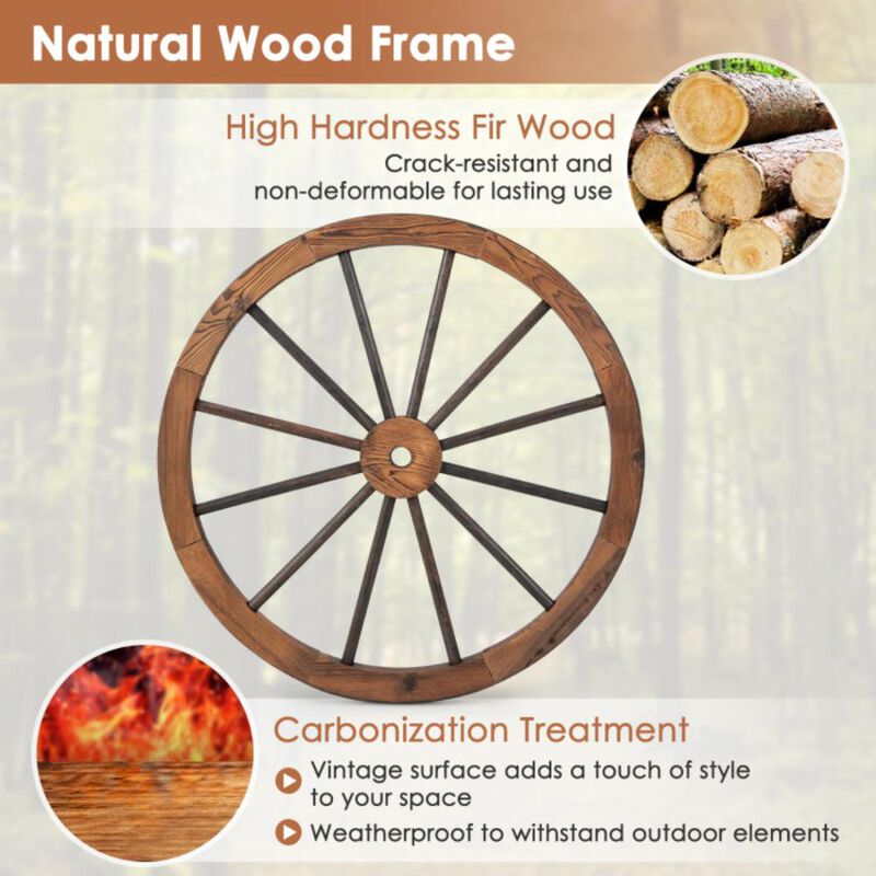 Hivvago Set of 4 Decorative Wooden Wagon Wheels 30 Inch Vintage Wagon Wheel Wall Decor