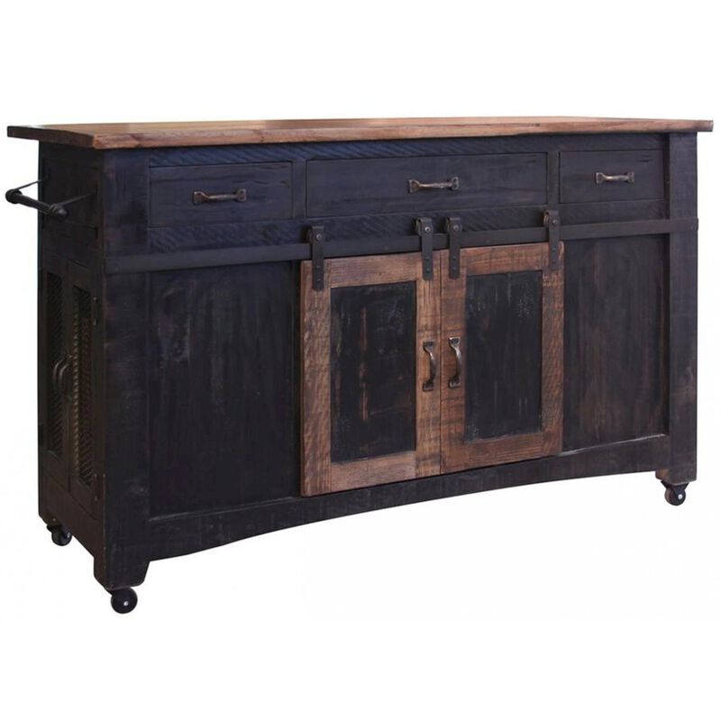 Crafters and Weavers Greenview Kitchen Island - Distressed Black