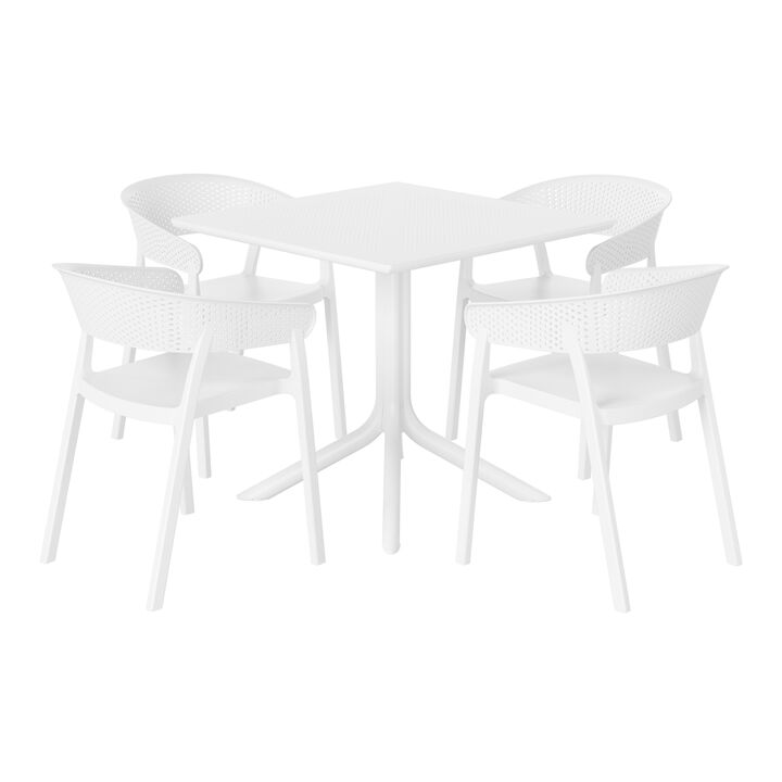 WestinTrends 5-Piece Modern Patio Square Dining Table Set with Stackable Patio Dining Chairs
