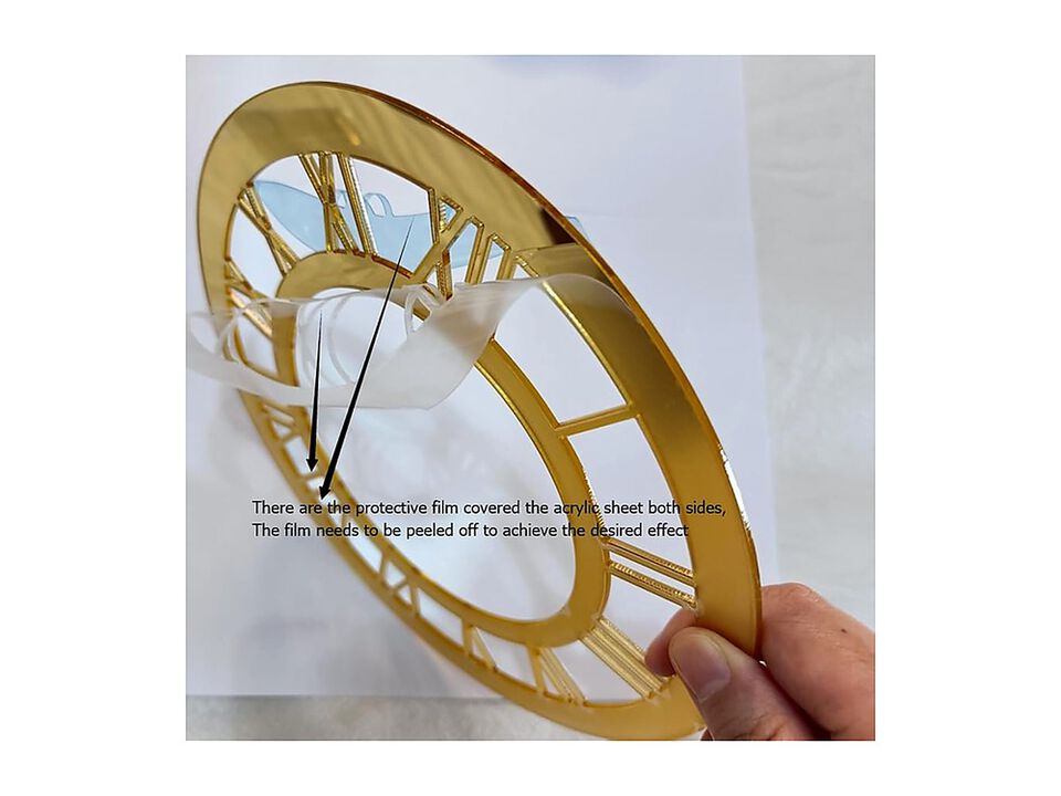 Set Gold Mirrored Acrylic Mirror Plate Wall Clock 20 Cm Home Decor