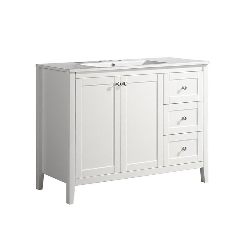 Cannes 48 in. White Bathroom Vanity with 3-Hole Ceramic Sink Top image number 5