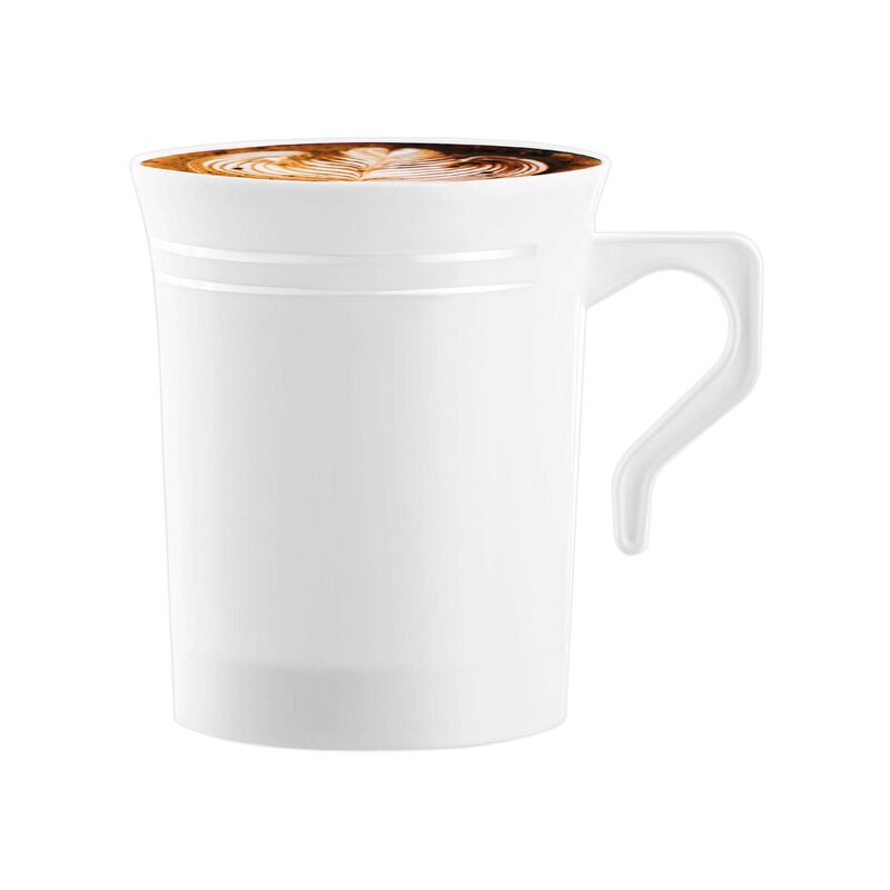 8 oz. White with Silver Edge Rim Round Plastic Coffee Mugs (120 Mugs) image number 5
