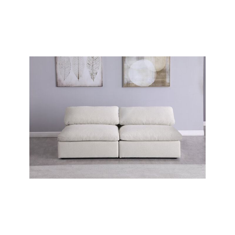 Meridian Furniture Serene Cream Linen Textured Fabric Deluxe Comfort Modular Armless Sofa