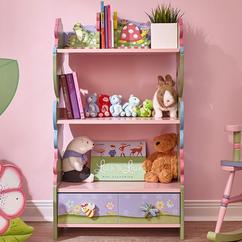 Magic Garden Kids 3-Tier Bookshelf & Drawer, Multi image number 1