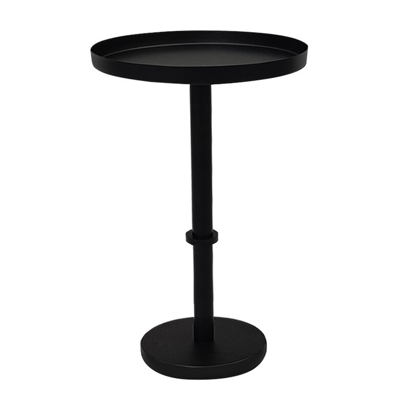 Ara 12 Inch Side End Table, Vintage Sleek Pillar Base, Round Tray Top, Matte Black image number 5