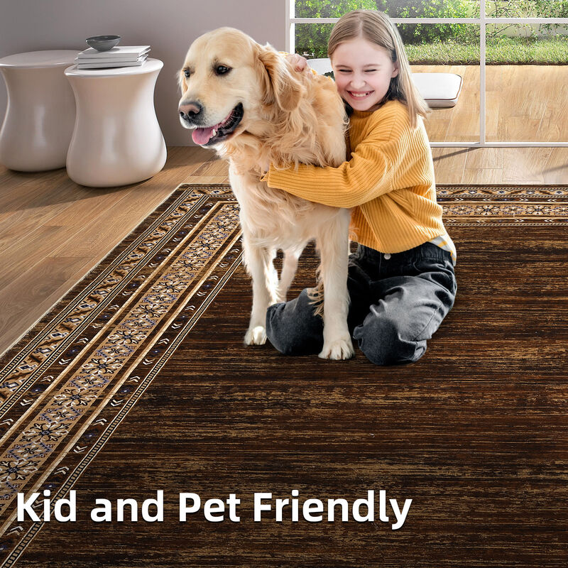 2x6 FT Modern Washable Runner Rug Non Slip Bordered Solid Area Rugs Washable Kitchen Mats Bedside Rug image number 3