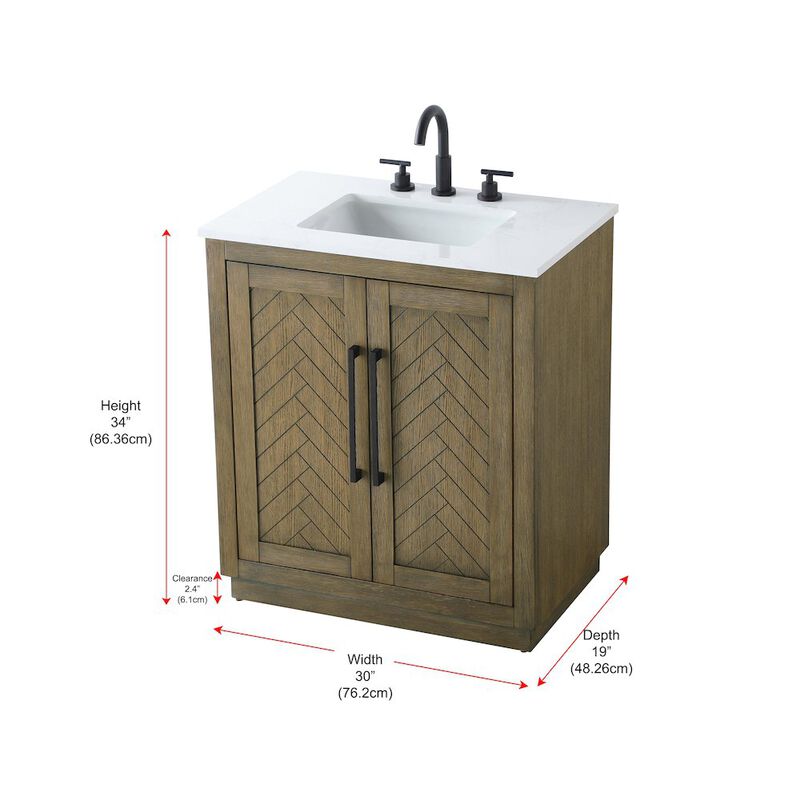 Elegant Kitchen and Bath 30 inch Single Bathroom Vanity in Hazel Oak