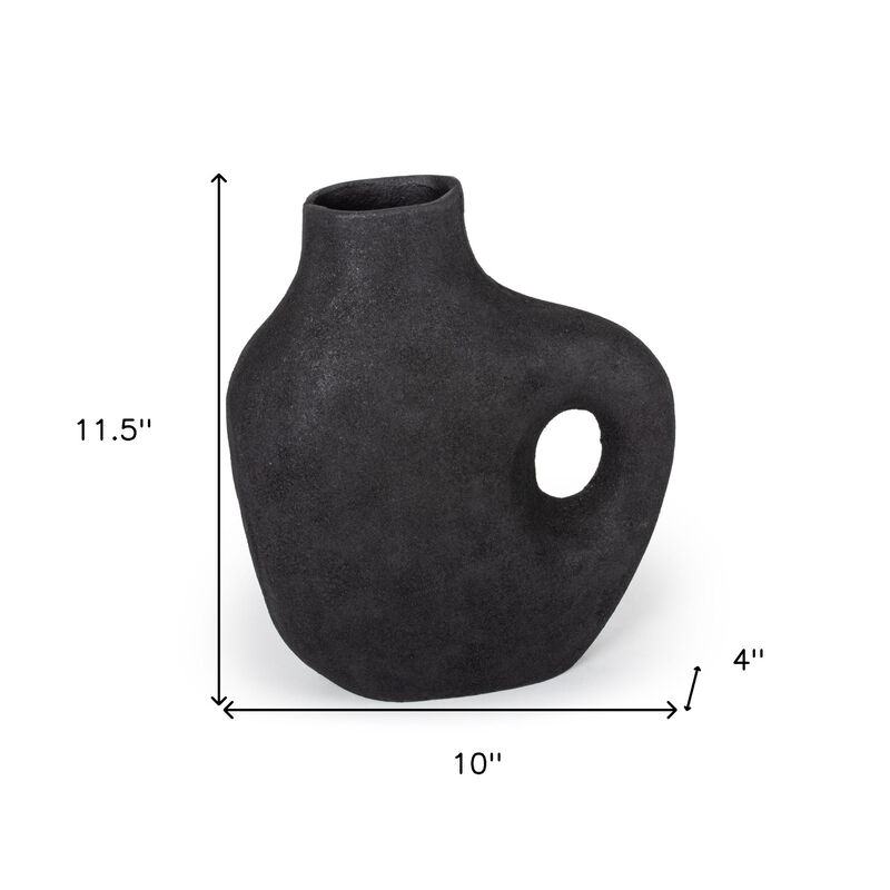HomeRoots 12" Black Aluminum Modern Abstract Table Vase image number 6