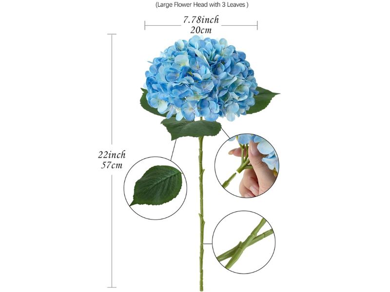 4 Piece Blue Artificial Hydrangea Flower Stems Outdoor Wedding Centerpiece Decor image number 2