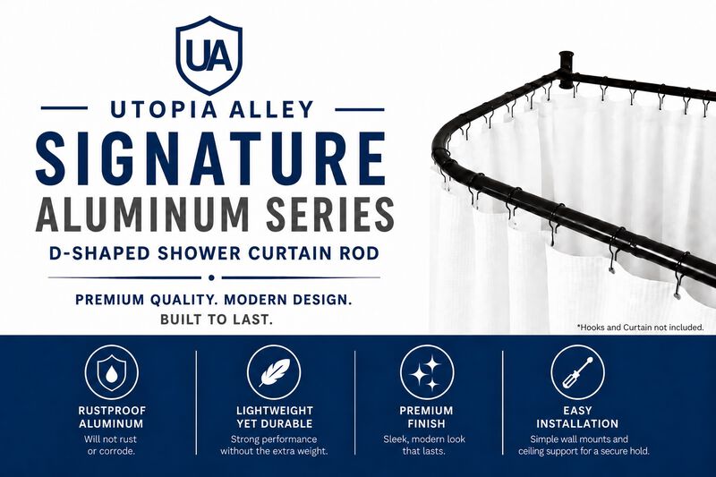 Signature Aluminum Series Freestanding Tub Shower Curtain Rod image number 1