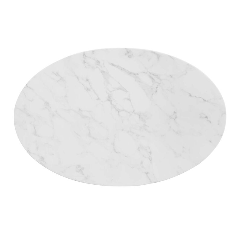 Modway - Tupelo 42" Oval Artificial Marble Dining Table Gold White