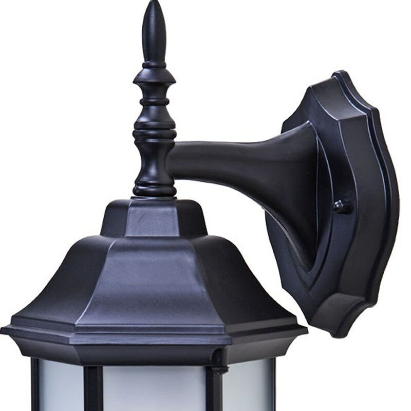Homezia Matte Black Frosted Glass Swing Arm Wall Light