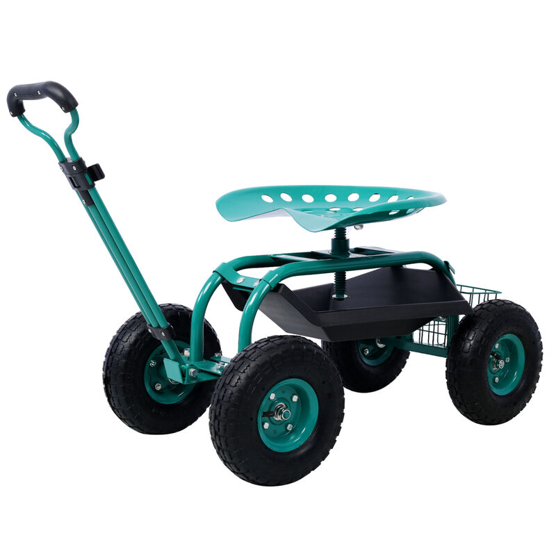Streamdale Rolling Garden Cart with Seat and Tray, Refurbished image number 4