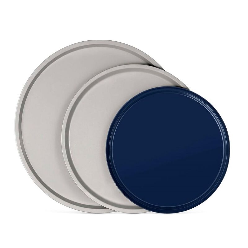 BAKKENMASTER Bakken Swiss Pizza Tray Set 3-Piece &ndash; Gray Ceramic Coating, Non-Stick, Round Steel Pizza Pans - Dishwasher Safe, Premium Bakeware for Home Cooking Heatly coating