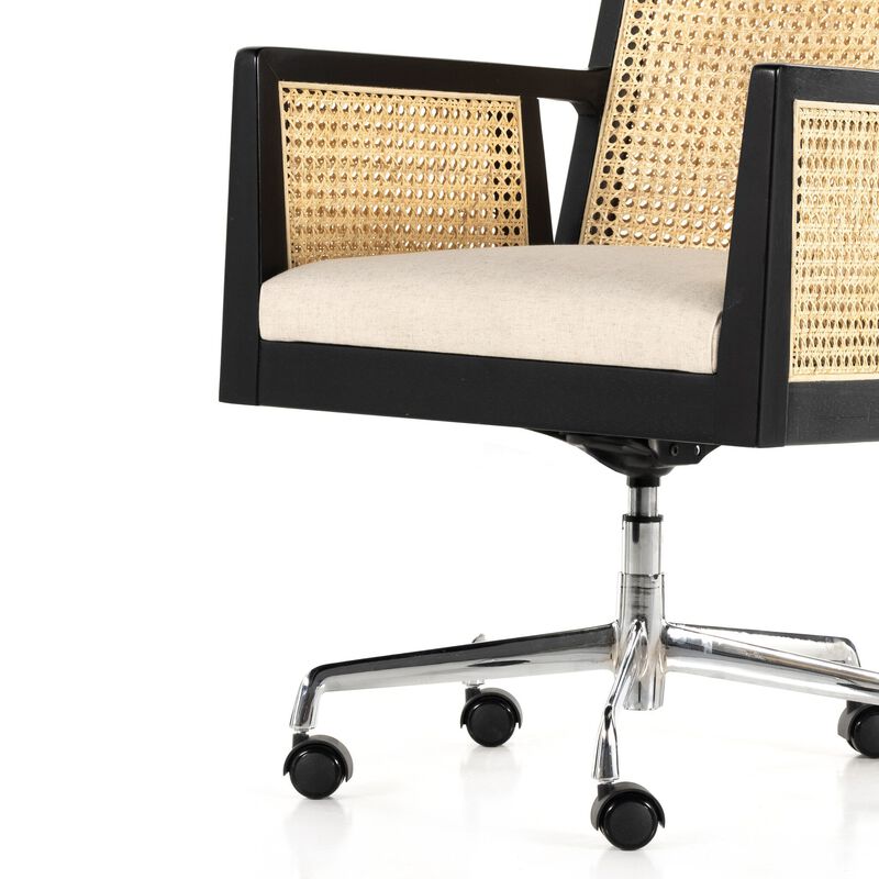 Antonia Cane Arm Desk Chair - Brushed Ebony