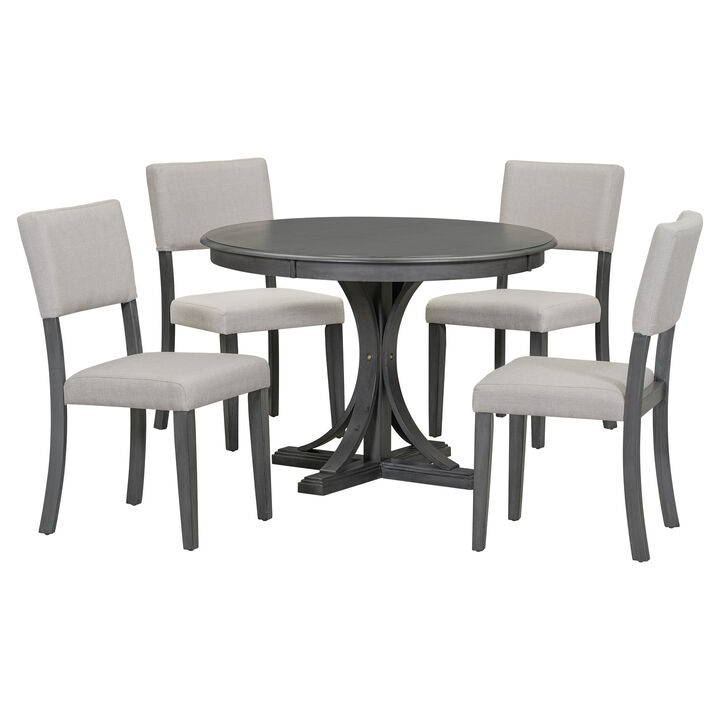 Merax 5-Piece Retro Round Dining Table Set