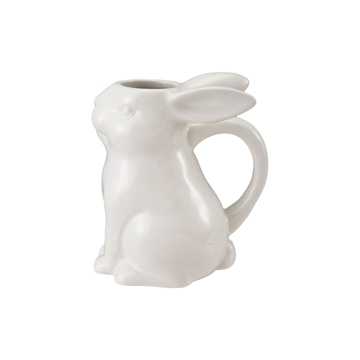 White Dolomite Rabbit Creamer with Glaze