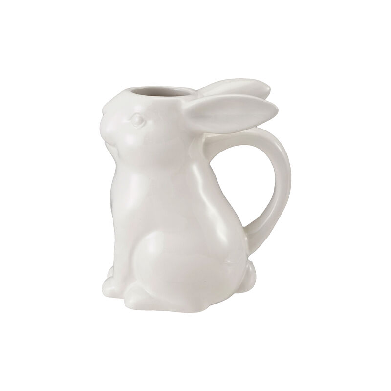 White Dolomite Rabbit Creamer with Glaze image number 0