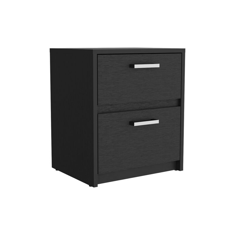 Streamdale Trivor 2 Drawers Nightstand, Metal Handles - Black