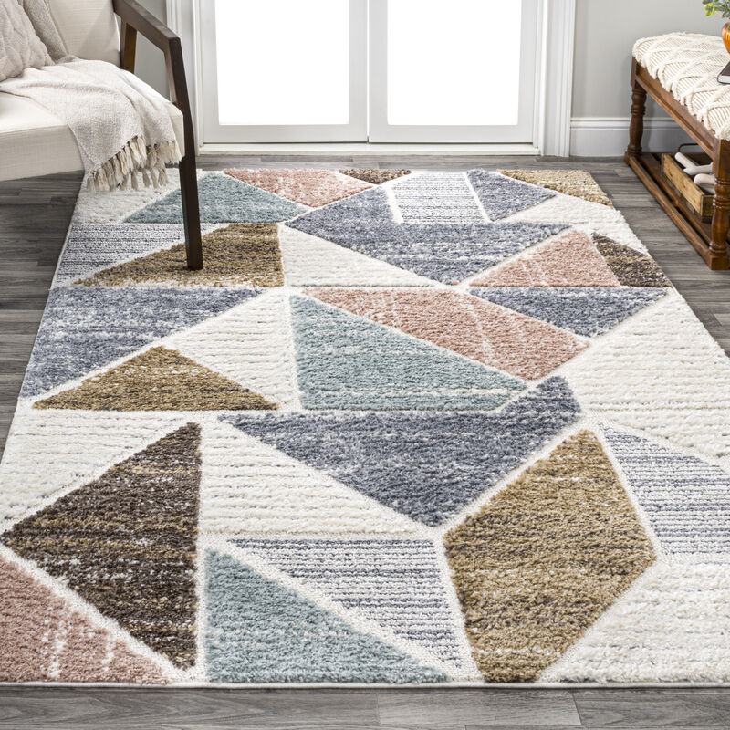 Aileen Geometric Scandi Colorblock Carved Area Rug