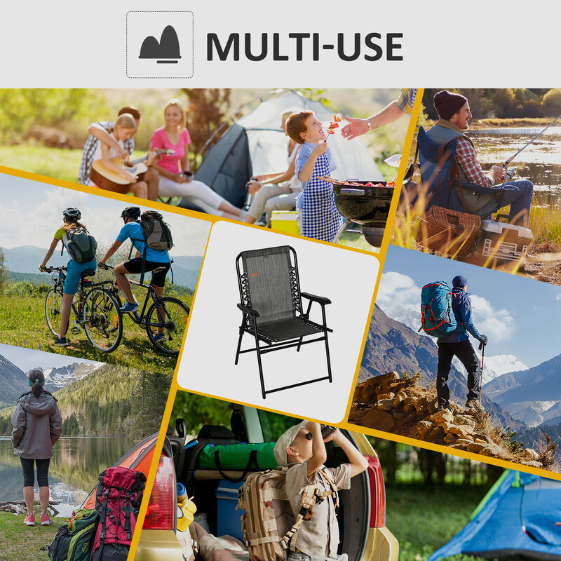 Hivvago Bungee Sling Chair with Armrests for Patio & Lawn image number 5