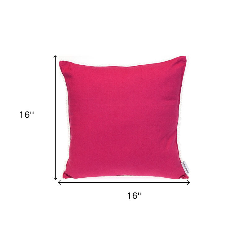 HomeRoots 16" Pink Cotton Throw Pillow image number 4
