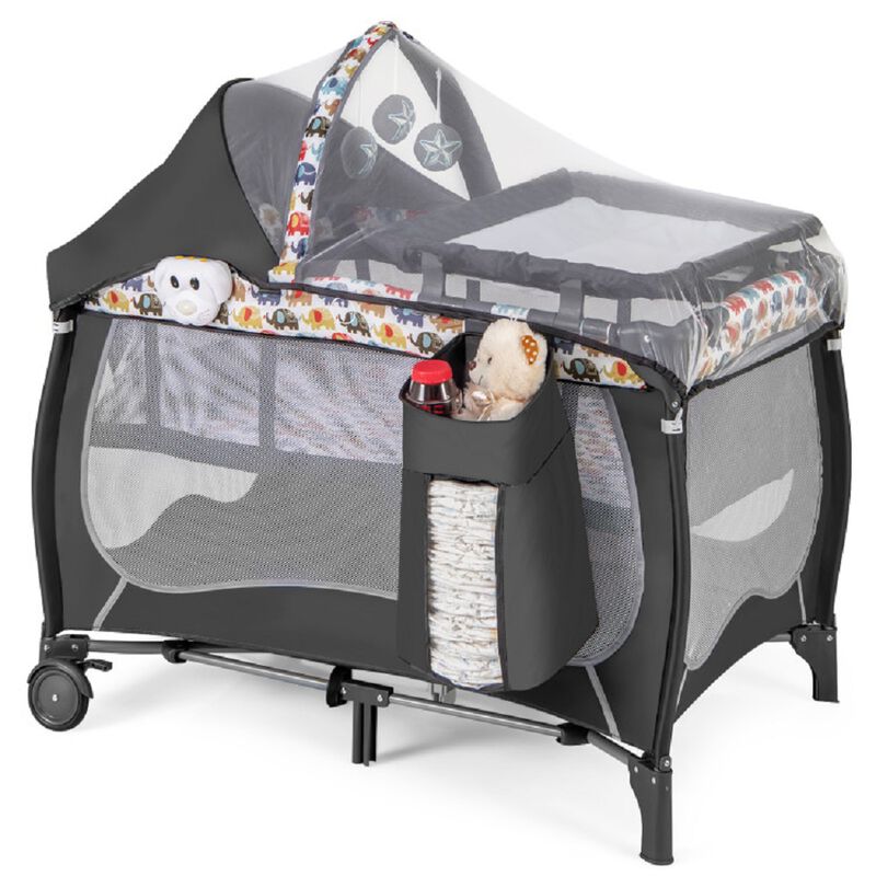 Multi-Function Baby Nursery Center – Bassinet, Changing Table, Music Box & Net