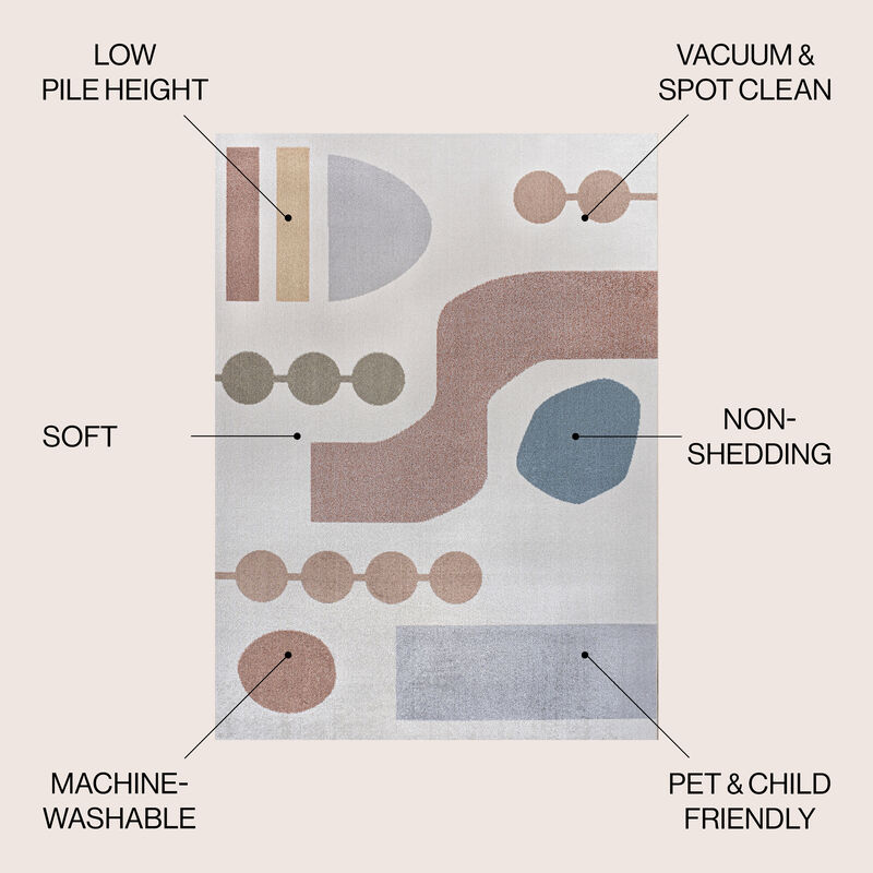 Riley Abstract Coastal Contemporary Machine-Washable Area Rug