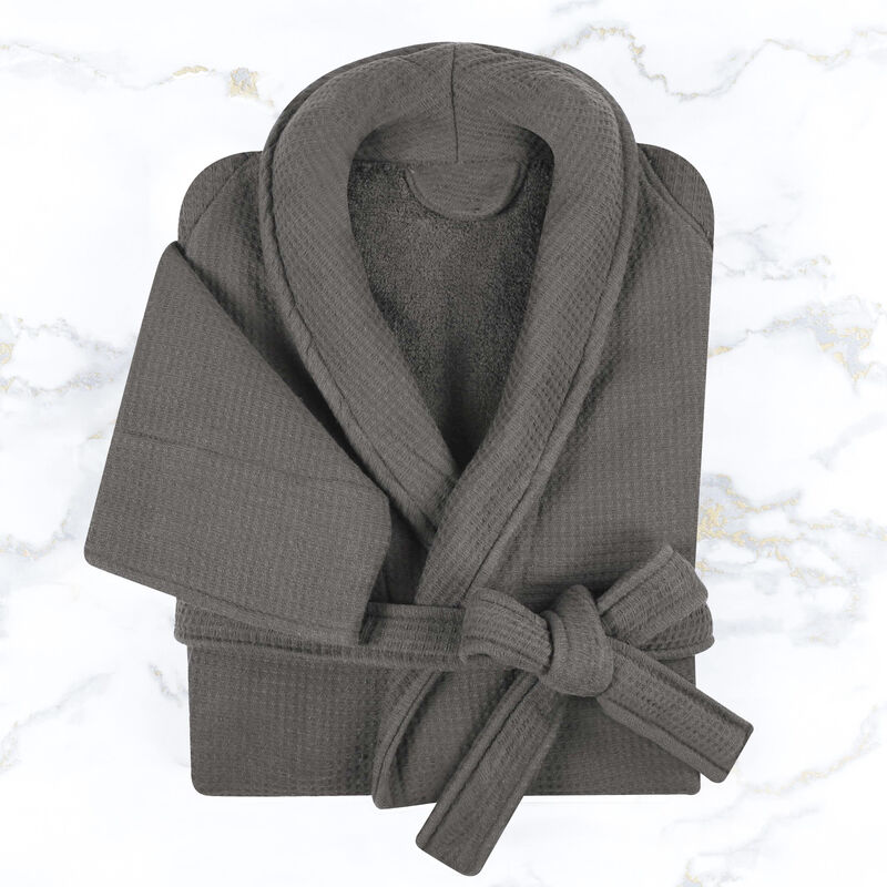 Cotton Waffle Weave Oversized Bathrobe for Men and Women Adults image number 1