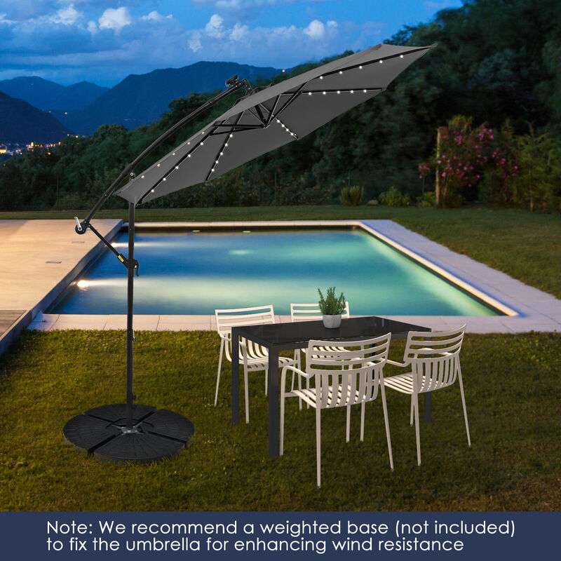 Solar-Powered LED Patio Umbrella with 40 Lights – Offset Design & Cross Base