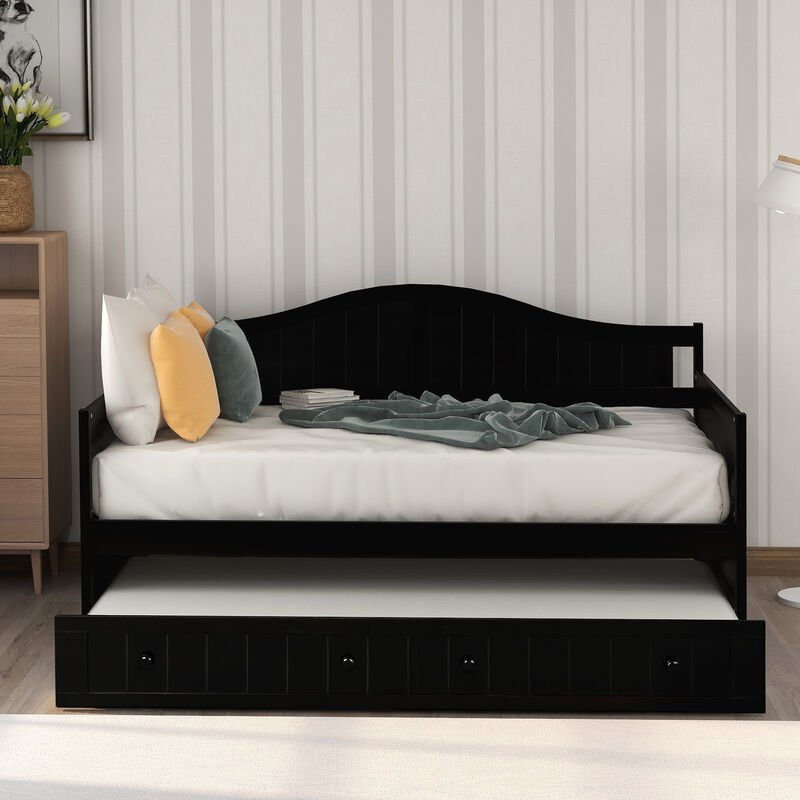 Merax Wooden Daybed with Trundle Bed image number 1