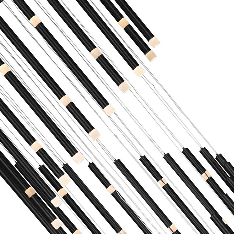 Flute 54 Light LED Chandelier With Black Finish