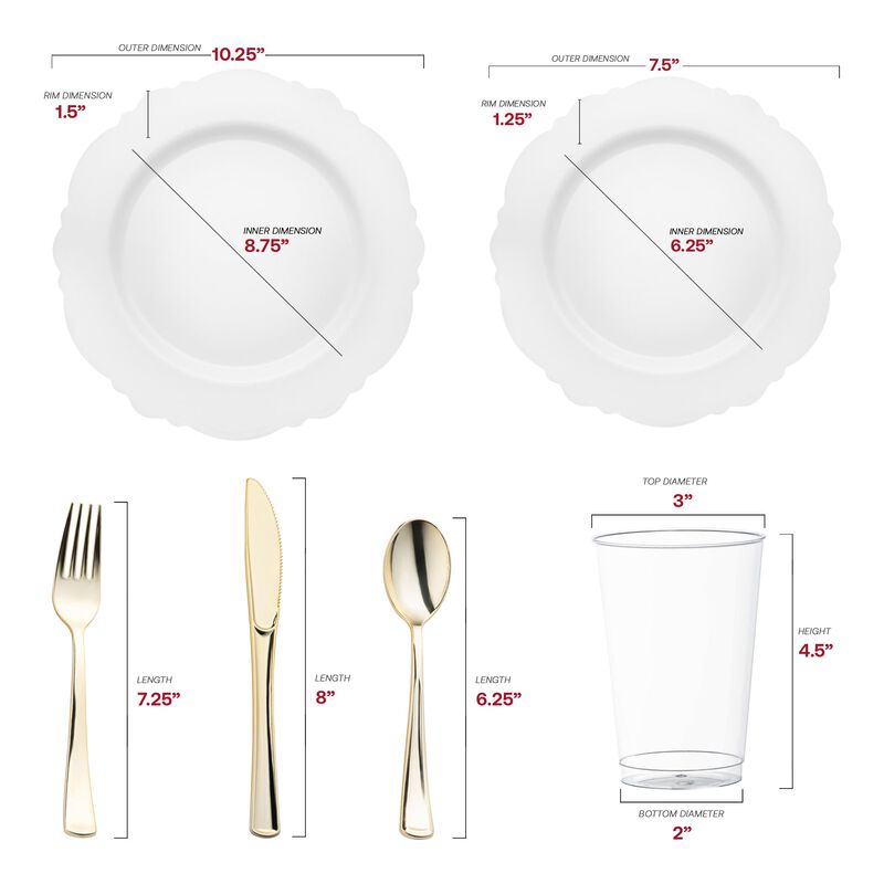 Solid White Round Blossom Plastic Wedding Value Set (30 Sets) image number 2