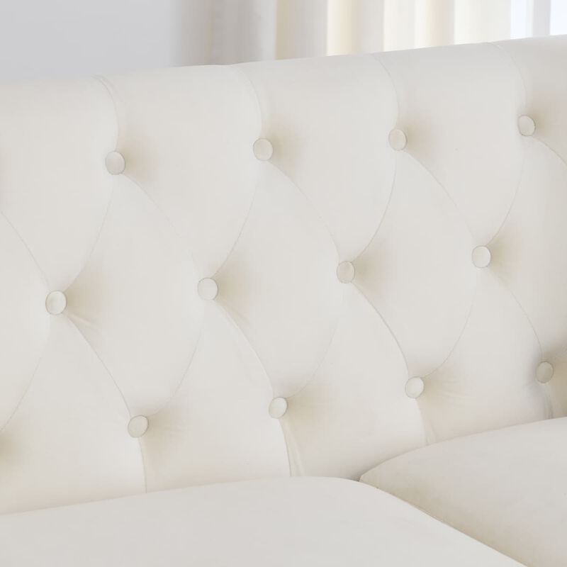 Velvet Chesterfield Sofa Set, Button Tufted Deep Seat Sofa Set with Nailhead Trim, Padded Armrest Couch Set with Throw Pillows image number 7