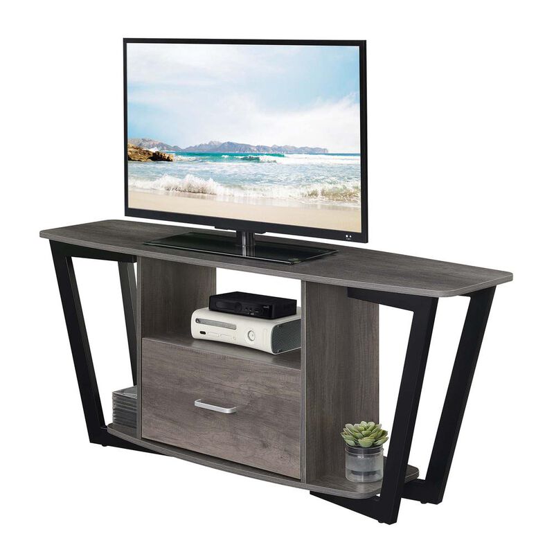 Convenience Concepts Graystone 60 inch 1 Drawer TV Stand with Shelves, Charcoal Gray/Black