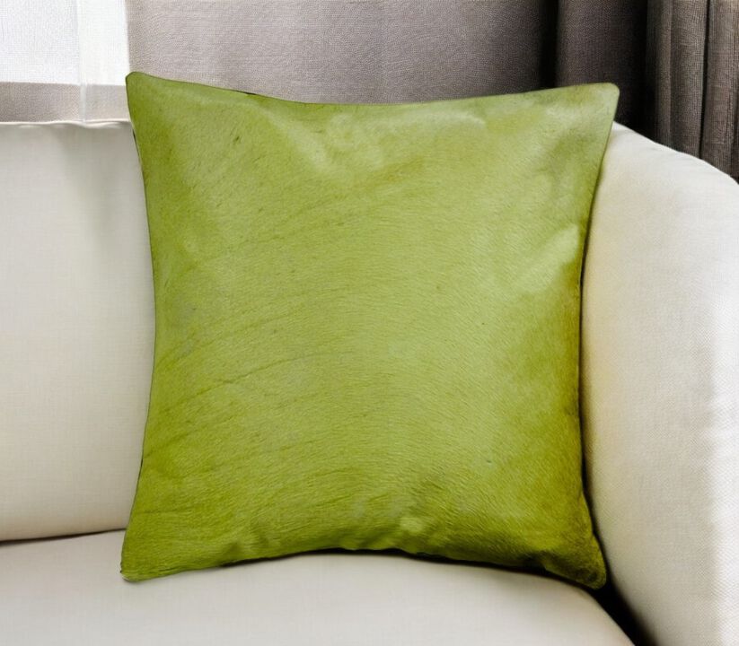 HomeRoots 18" Lime Green Cowhide Throw Pillow