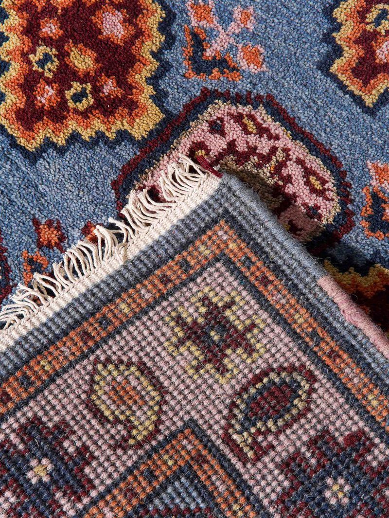 RUGSOTIC CARPETS HAND KNOTTED WOOL & SILK ECO-FRIENDLY ORIENTAL AREA RUGS  - Runner Shape, Classic Oriental Traditional , Low Pile Handmade Area Rugs (AF0117) image number 2